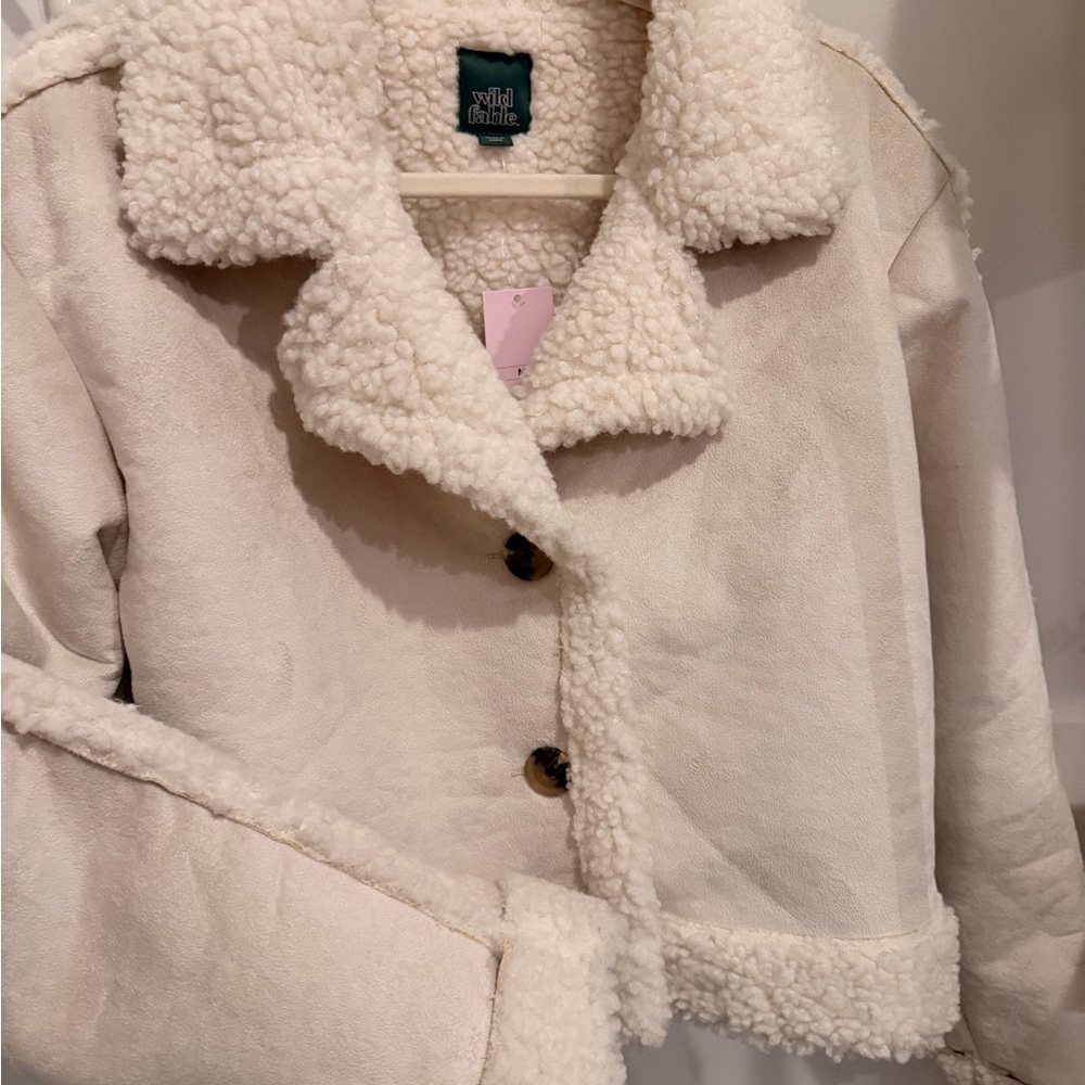 Wild Fable Cropped Sherpa-Trim Jacket